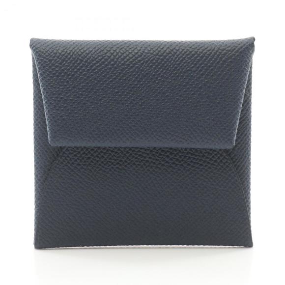 HERMES Bastia Blue Navy Wallet/Coin Case Epsom Leather - Picture 2 of 7
